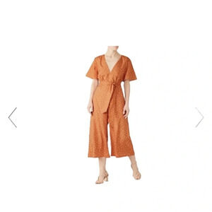 Stylestalker Jumpsuit Ginger Orange Polka Dot Short Sleeve V-neck Wide leg M